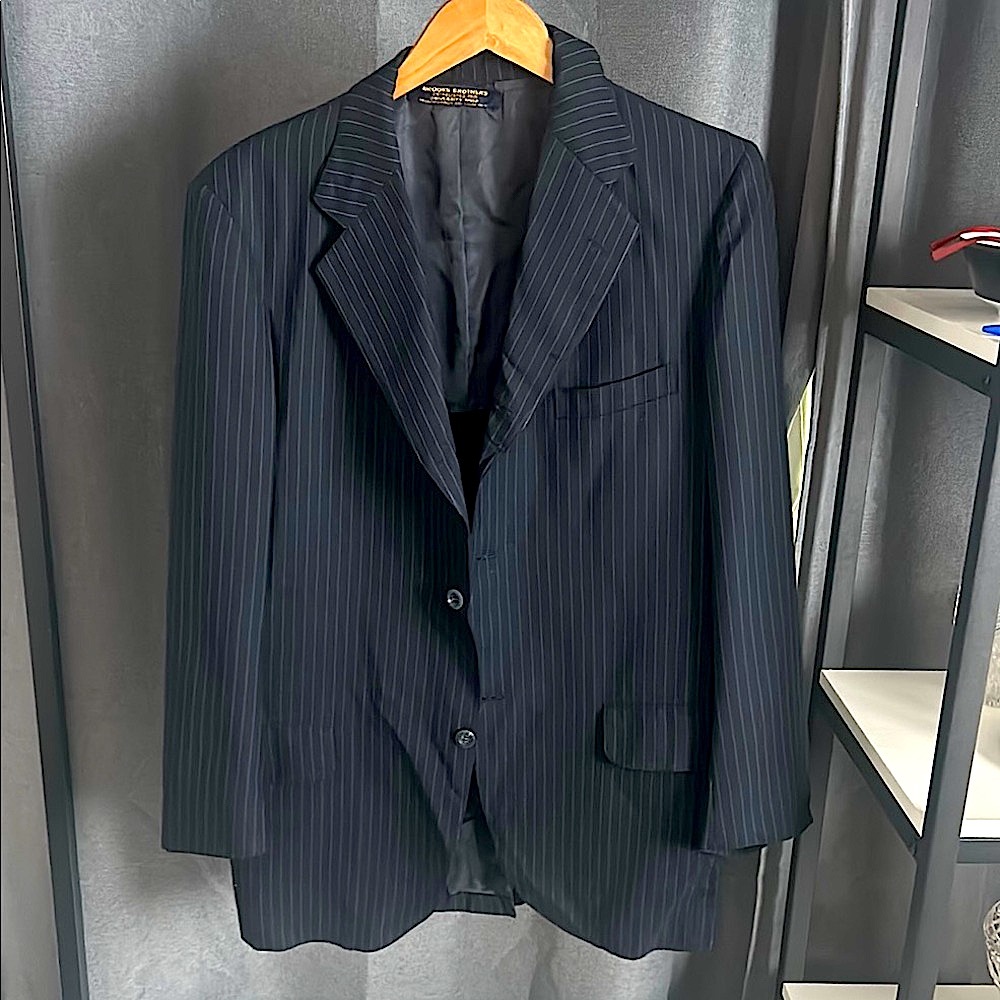 Men's Brooks Brothers Navy Pinstripe Blazer Classic Suit Jacket University shop